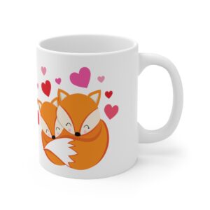 Let’s Snuggle Valentine’s Day Fox Couple – white – Ceramic Mugs, 11oz, 15oz