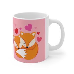 Let’s Snuggle Valentine’s Day Fox Couple – pink – Ceramic Mugs, 11oz, 15oz