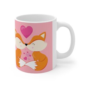 Valentine’s Day Cute Kissing Fox Couple – Ceramic Coffee Mugs, 11oz, 15oz