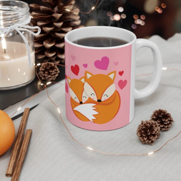 Valentine’s Day Love Fox Couple – pink – Ceramic Mugs, 11oz, 15oz