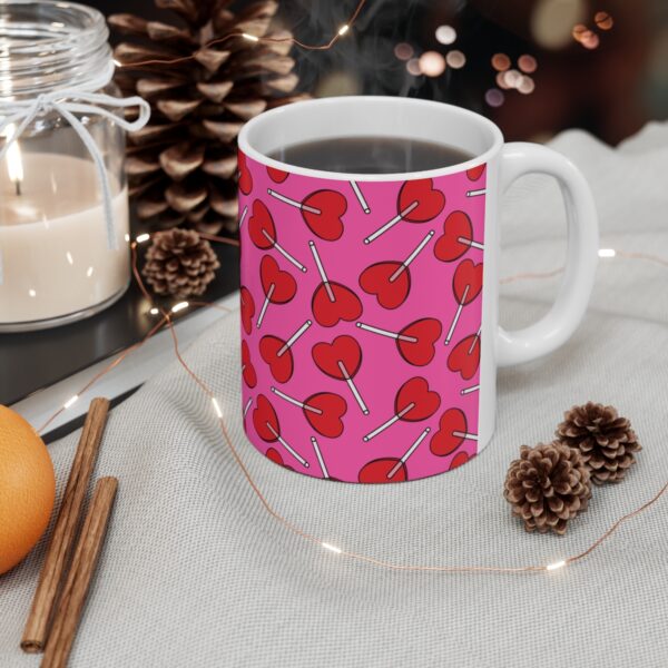 Love Heart Lollipop Pattern – Ceramic Coffee Mugs, 11oz, 15oz