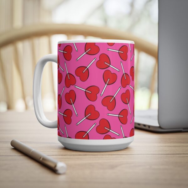 Love Heart Lollipop Pattern – Ceramic Coffee Mugs, 11oz, 15oz